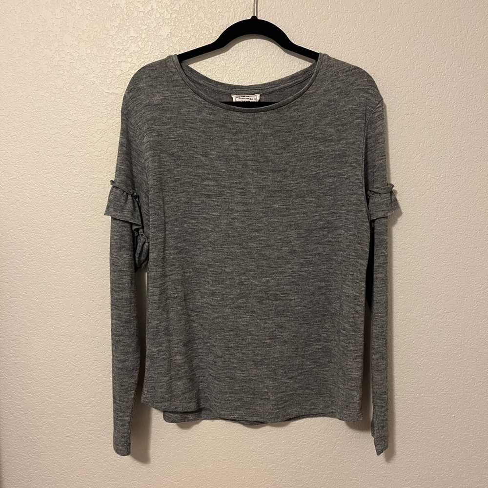 Grey long sleeve with ruffle detail